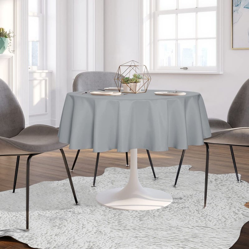 sancua Round Tablecloth - 60 Inch - Water Resistant Spill Proof Washable Polyester Table Cloth Decorative Fabric Table Cover for Dining Tables  Buffet Parties and Camping  Silver Grey - Image 3